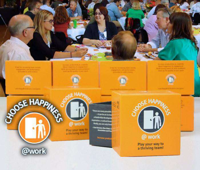 Choose Happiness at Work card game boxes