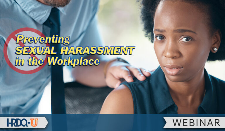 A man touching a woman's shoulder | Preventing Sexual Harassment in the Workplace Webinar