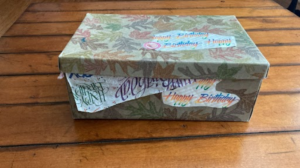 Decorated shoebox for a birthday