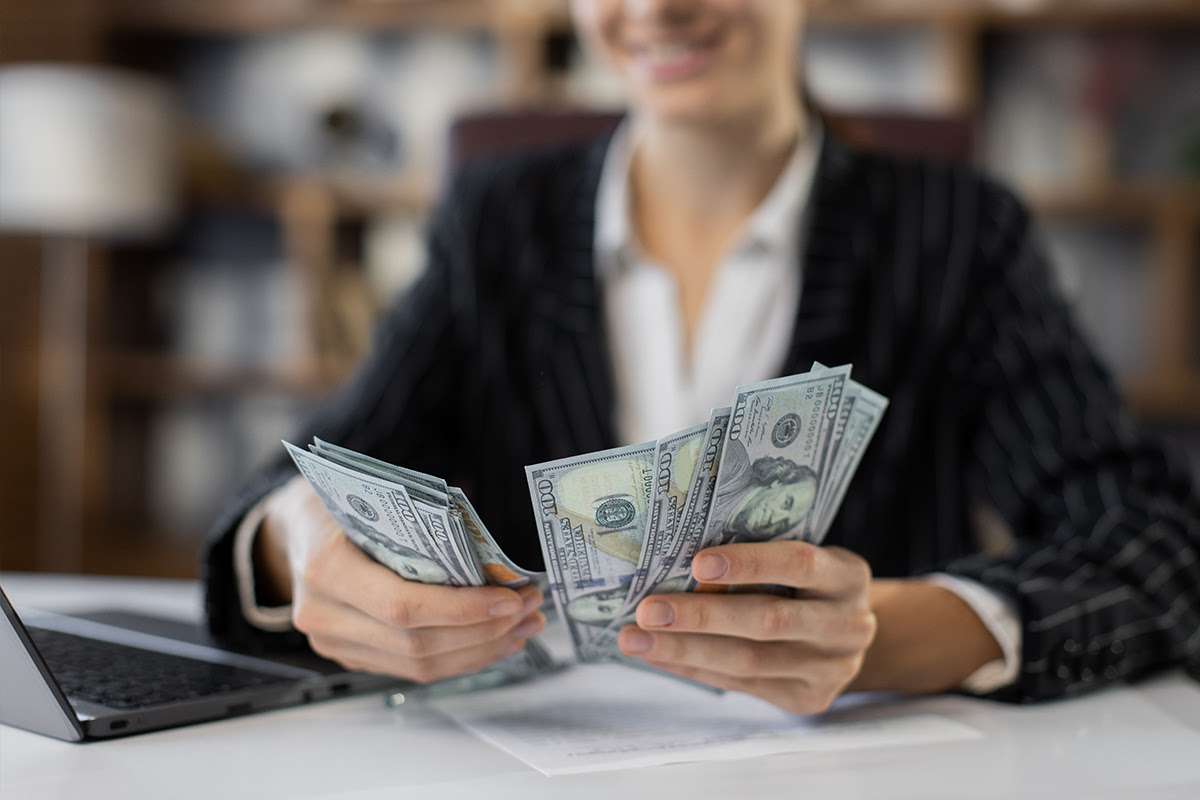 A Person Counting Money
