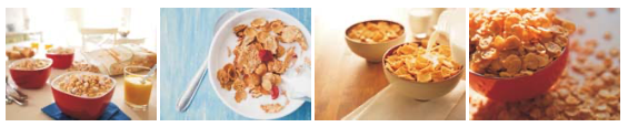 Four bowls of cereal