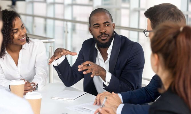 Coworkers in a meeting
