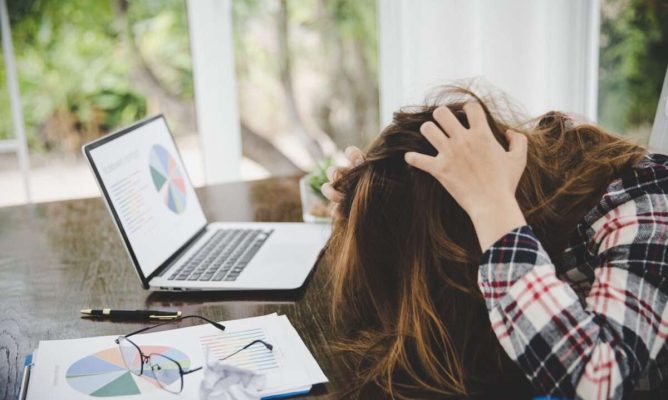 woman stressed while working