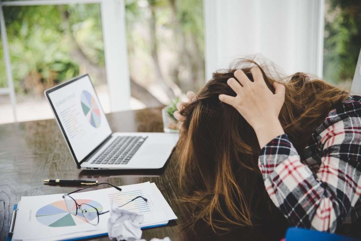 woman stressed while working