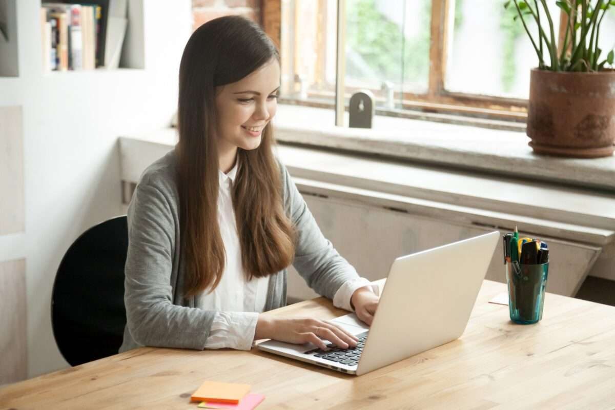 A girl working on her laptop