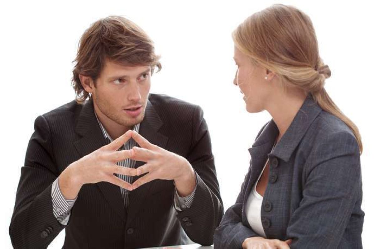 A man and a woman having a critical conversation