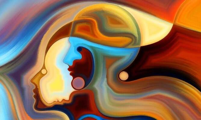 Abstract painting of the outline of a head