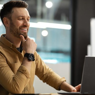 A man presenting a webinar